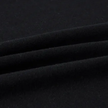 Wool Cotton Tweed Fabric Pure Black