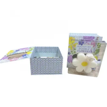 Flower magnetic closure box with window for cosmetics