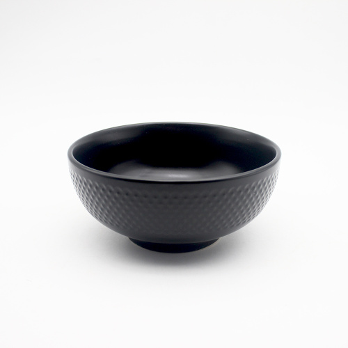 Crockery Ceramic Dinterware Plates Bowl Black 엠보싱