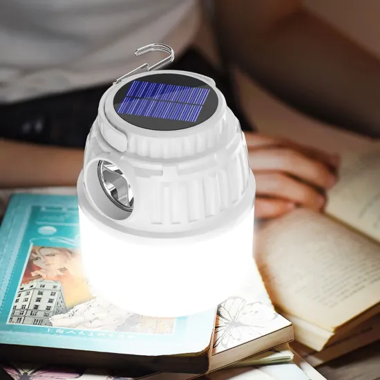 Portable Solar-Powered LED Lamp with 4 Modes and Power Bank Functionality