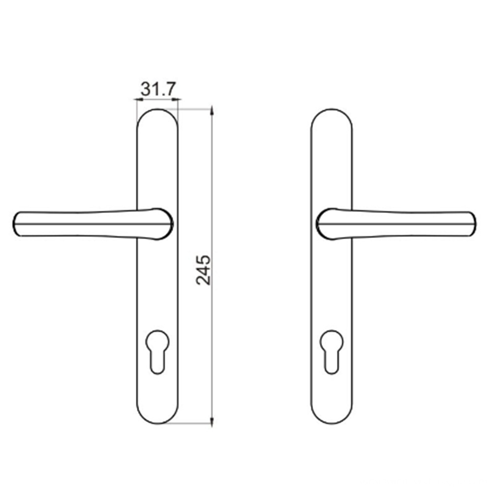 Standard Double Side Aluminum Level Door Handle Drawing