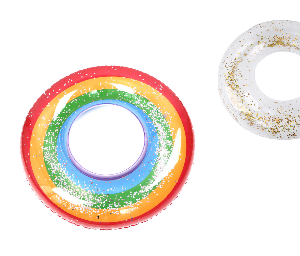 Summer water play colorful glitter swim ring Children