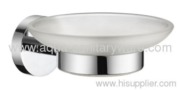 Round Brass Soap Dish Holder With Frost Glass 