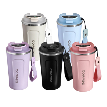 2024 New 510ml transparency cover Smart Thermos Business office coffee mug Portable Vacuum Flasks Travel Insulated Cafe Cup