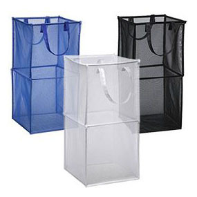 Two layer Folding mesh storage cube with handles