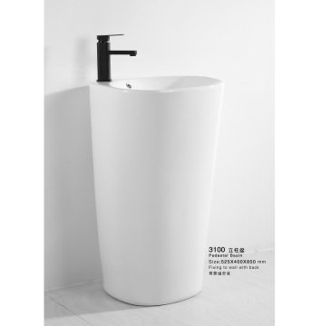 3100 Hotel Bathroom Ceramic Sink: Pedestal Basin for Modern Lavatories