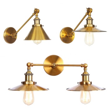Retro American Brass Wall Lamp for Bedroom