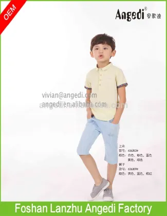Trendy design boys clothing fashionable cotton shirt and woven pants