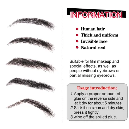 Dark Brown Men's Eyebrows wigs HUman hair 100% Hand Made Human Hair False Eyebrows Extensions