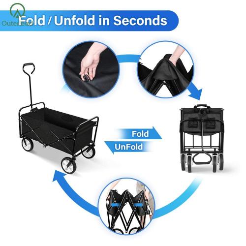  double decker folding wagon Camping Cart with 360° Swivel Wheels+Adjustable Handle Factory