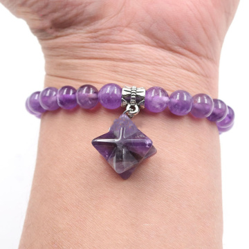 Beads Bracelets Semi Precious Stone Merkaba Yoga Beads Healing Crystals Chakra Bracelet Handmade Jewelry for Women