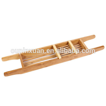 Single tier bath rack,bamboo towel rack with moveable soap holder
