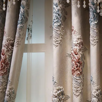 High-End American Style Luxury Jacquard Blackout Curtains for Living Room