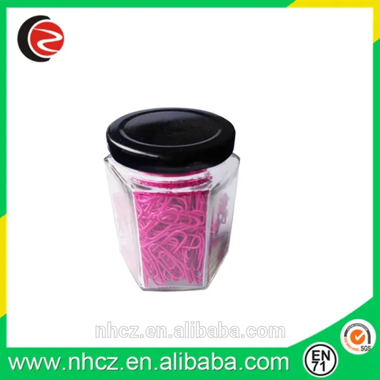 28MM Pink Paper Clip in Glass Bottle