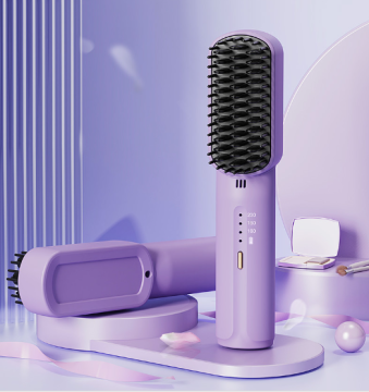 USB Rechargeable Hot Comb: 2-in-1 Portable Cordless Hair Straightener Brush
