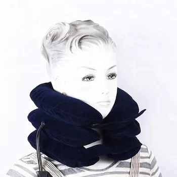 Inflatable cervical collar neck traction device brace