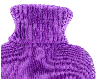 2000ml knitted hot water bottle with cover purple with Sapporo edge