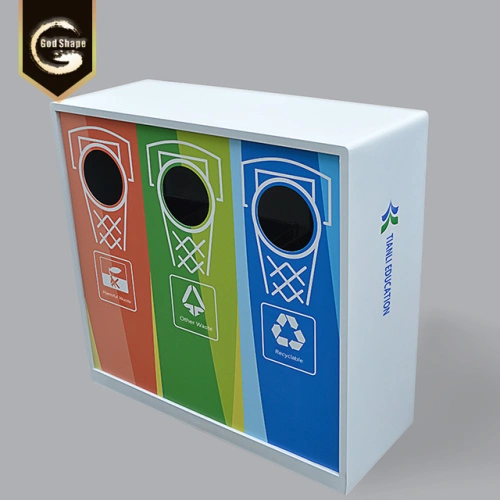 Papelera reciclaje 3 compartimentos INOX