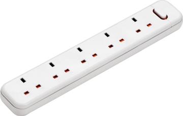 Five way British power strip with master switch