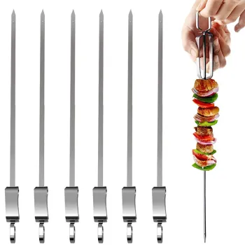 6-Pc Stainless Steel BBQ Skewers Kit with Velvet Bag