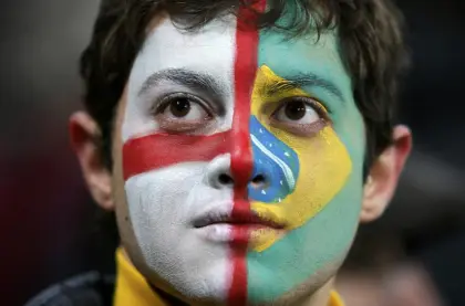 Sports fan face painting flag