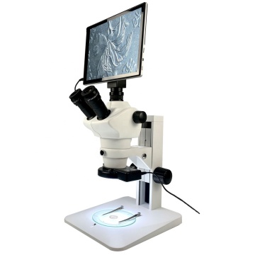 Zoom Trinocular Digital Stereo Microscope with 9.7 Inch LCD and 5.0MP Camera
