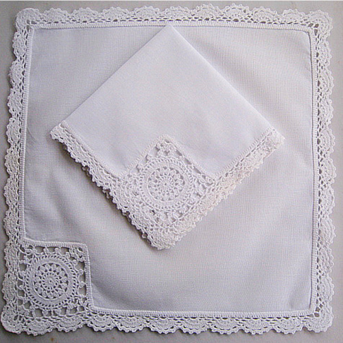Hight quality white handkerchief embroidery lace