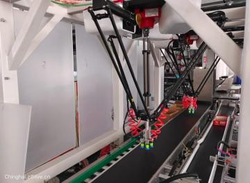 full automatic spider robot stand-up bag box case filling machine