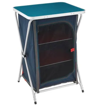 Portable Aluminum Folding Camping Table with Storage Cabinet for Outdoor Picnic and Garden Use
