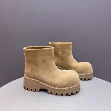 Kemayanni Wholesale Tan Suede Ankle Boots with Thick Bottom for Women