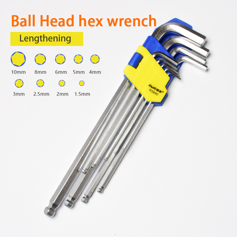 L type keys Hex Wrench Flat Ball Star Torx Head Spanner CR-V Hexagonal Wrench Set Multi function 9 pcs a set Hand Tools