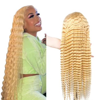 Wholesale Natural Human Hair Wigs: 613 Blonde Water Wave 13x4 Lace Front Wig