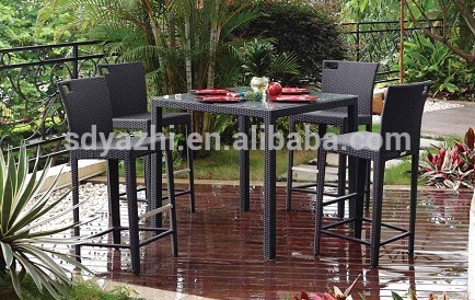 hand weaving PE rattan high bar chair & bar table