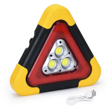 ไฟฉาย LED พลังงานแสงอาทิตย์ฉุกเฉินพร้อมโคมไฟ Cob Cob แบบชาร์จไฟได้และป้ายเตือนสามเหลี่ยมเพื่อความปลอดภัยของยานยนต์