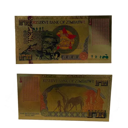 Customizable Zimbabwe Banknotes: Gold Plated 100 Billion Trillion Quintillion Dollar Wholesale Offer