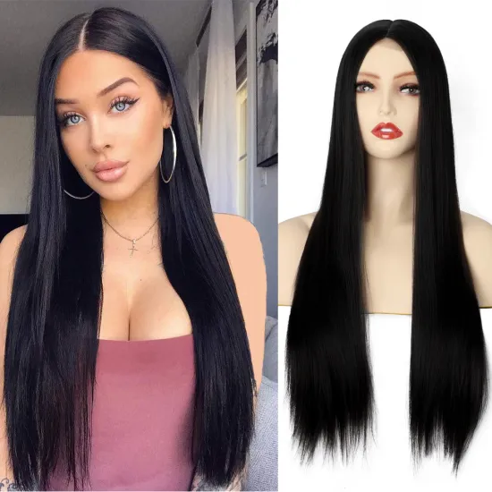 New Arrival wholesale price natural black Synthetic Hair lace Wigs With Colorful  Pre-Plucked Big Factory Stock