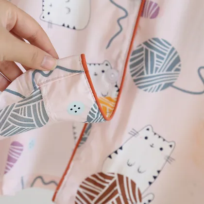 Rayon summer cartoon print short sleeve pajamas