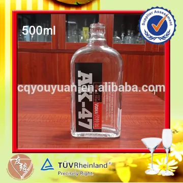 Flask rectangular 500ml whiskey bottle glass bottle