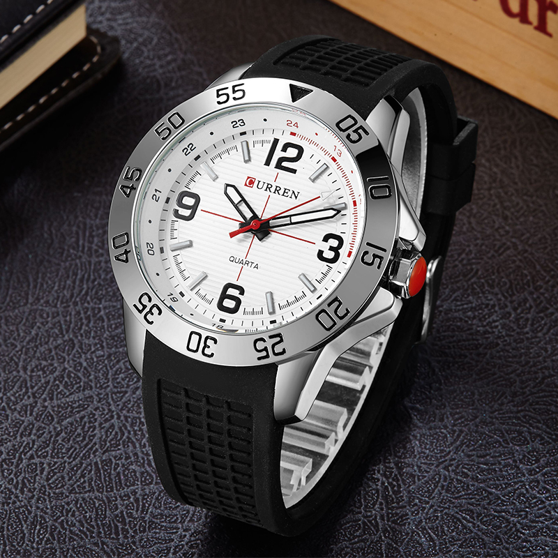 silicone belt quartz watch alloy case watch bezel outsert