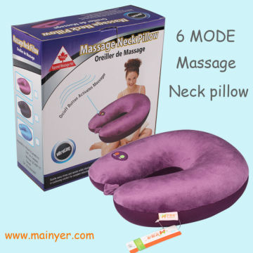 U-shape six mode vibration poratble massage travel neck microbead pillow china wholesale