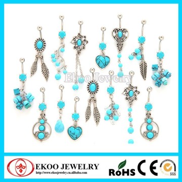 Turquoise Dangle Free Belly Button Rings