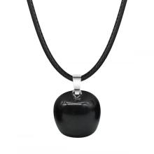 Collar colgante de manzana de obsidiana negro 3d para mujeres