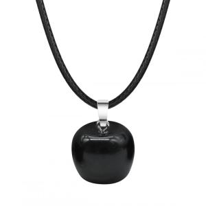 Collier de pendentif de pomme obsidien 3D Black pour les filles