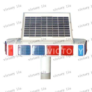 red and blue solar warning light