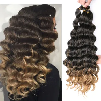 Xin si  20inch high temperature fiber synthetic hair extensions curly braiding hair deep wavy braiding hair