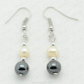 Freshwater pearl hematite round beads earring