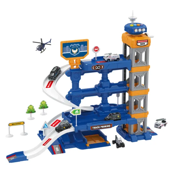 High-Quality Diecast Helicopter Police Car Electric Toys with Light & Sound for Parking Lot Play