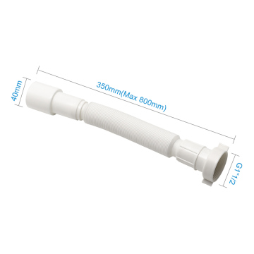 White Color PP Flexible Drain Waste Hose: 40/50mm Shower Expansion Pipe