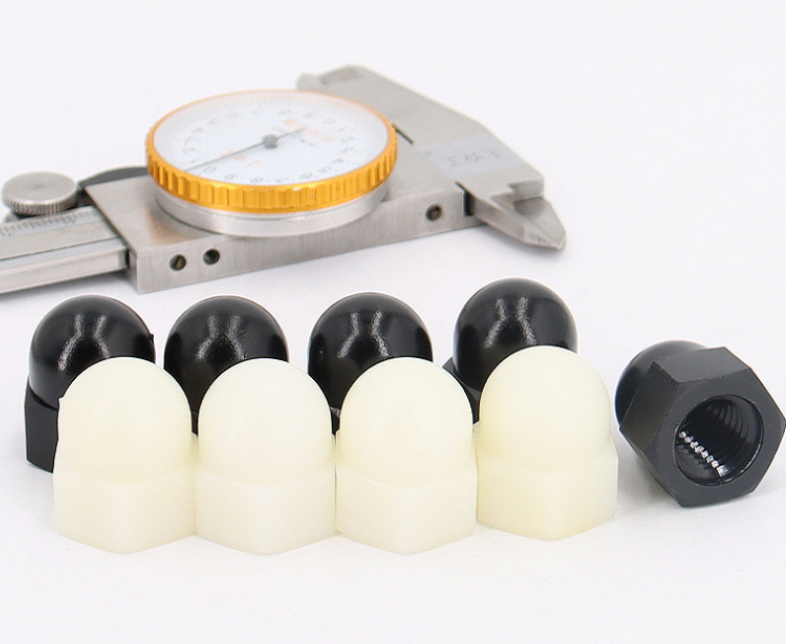 White Black PA66 Nylon Plastic Hex Domed Cap Nut (4)