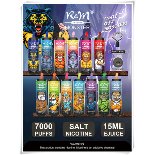 Boîte de vape jetable R&amp;M Monster 7000 Puffs